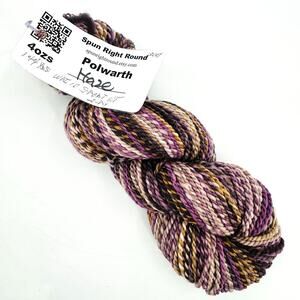 Spun Right Round Yarn POLWARTH Haze Sport Weight 2ply Twist Purple Gold Wool